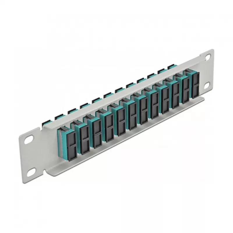 Glasvezel patchpaneel DeLOCK 10 inch 12 poorten SC duplex aqua 1U grijs