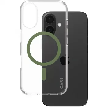 PanzerGlass CARE Urban Combat transparant hoesje met groene MagSafe iPhone 16