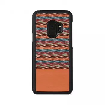 Smartphonehoesje man and wood voor Galaxy S9 — bruin ruitpatroon met zwarte rand