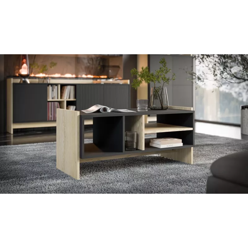 Cama PORTO bank/tafel 100x50x46 eiken/zwart