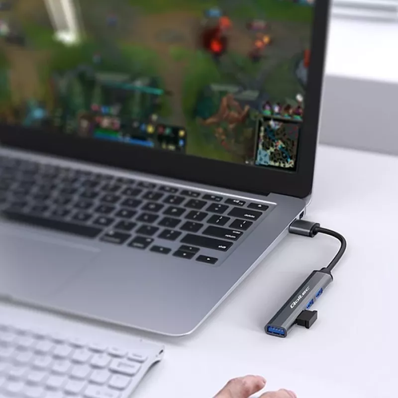USB-hub QOLTEC 53793 — USB 3.0 ingang, 3× USB 2.0 aansluitingen