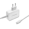 Qoltec 51039 65 W USB-C PD-voedingsadapter, 5–20,3 V, 2–3,25 A, ingebouwde USB-C-kabel, wit