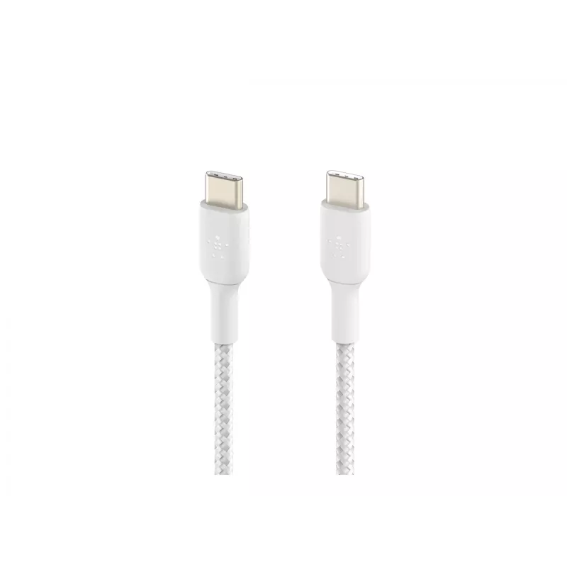 Kabel gevlochten USB-C naar USB-C 1m wit