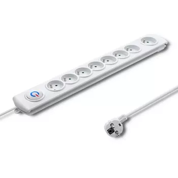 Overspanningsbeveiliging Qoltec 50293 wit 8 AC-stopcontacten 230 V