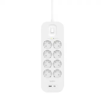 SurgePlus 8x randaarde 1xUSB-A 1xUSB-C 900J 2m