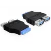 Delock adapter USB 3.0 pin header socket > 2 x USB 3.0 socket - naast elkaar (65324)