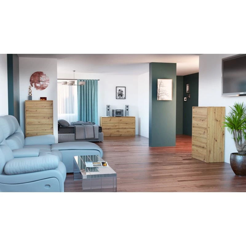Kommode Top e shop K120 ARTISAN 2X3, eikenfinish, 6 laden, 750×400×1200 mm