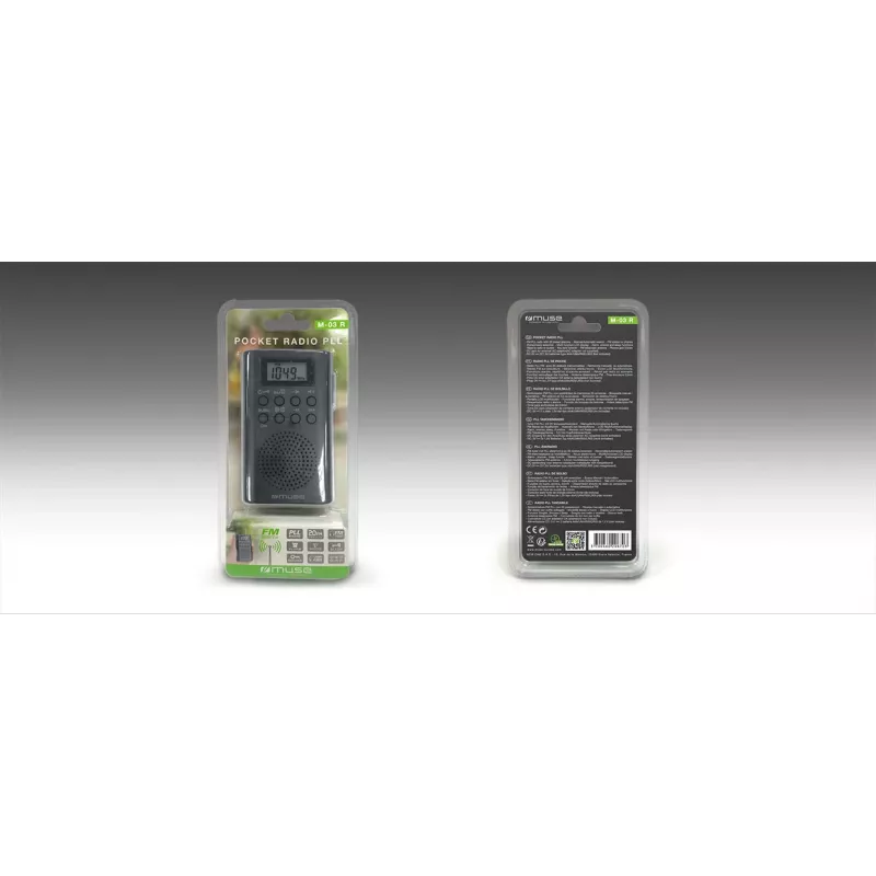 Draagbare radio Muse M-03 R met FM-PLL-afstemming, lcd-display, externe antenne, zwart