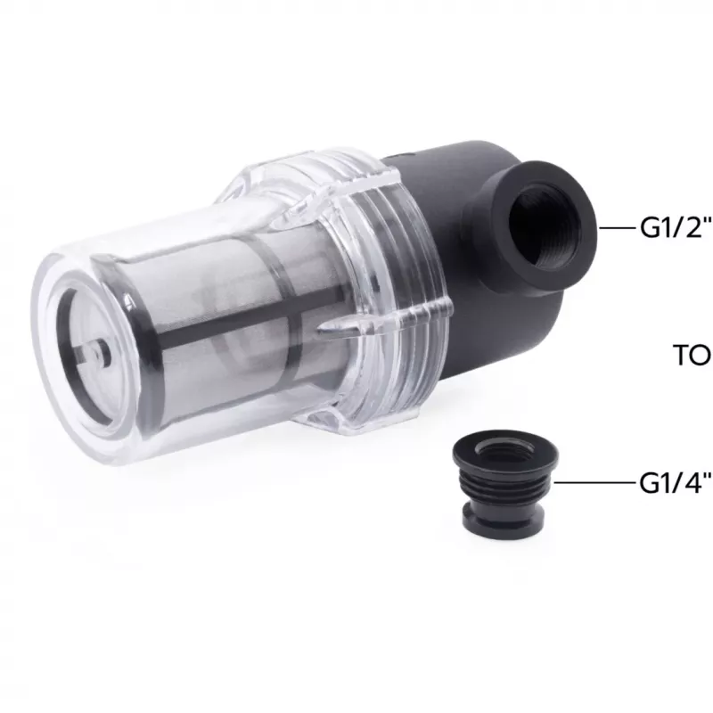 Alphacool ES Big Inline deeltjesfilter 2x G1/4 IG, zwart/transparant (29145)