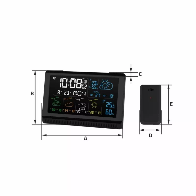 Manta MTO200B Windy Smart weerstation met buitensensor, Wi-Fi, zwart