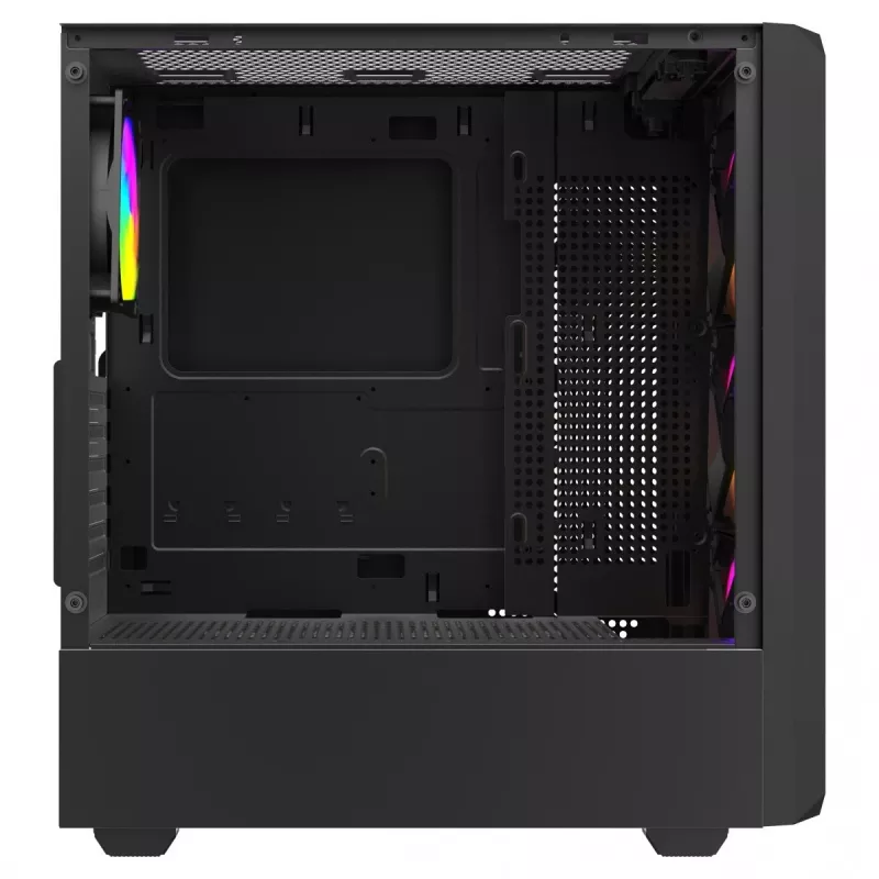 Savio Noctis Glass RGB Cube pc-behuizing, ATX/Micro-ATX/Mini-ITX, voorkant van gehard glas, RGB-fans, zwart