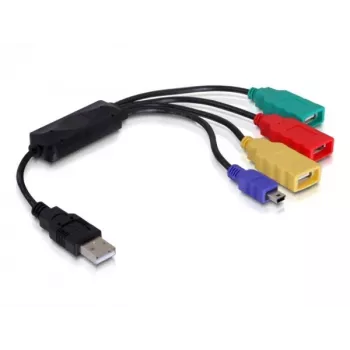 DeLock USB2.0 externe 4-poorts kabel-hub - hub - 4 x USB2.0 - desktop (61724)