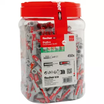 fischer plug DUOPOWER 8x40 BigBox lichtgrijs/rood 450 stuks hersluitbaar (570549)