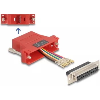 DeLOCK D-Sub 25-pins female naar RJ45 female montageset rood VGA RJ-45