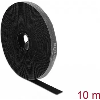 Bevestigingsband DeLOCK klittenband op rol L 10 m x B 15 mm grijs