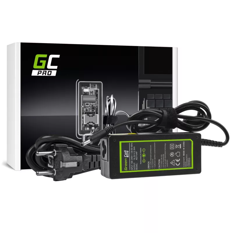 Voeding Green Cell AD75AP 65W 19,5V 3,34A voor Dell-laptops, binnen, zwart