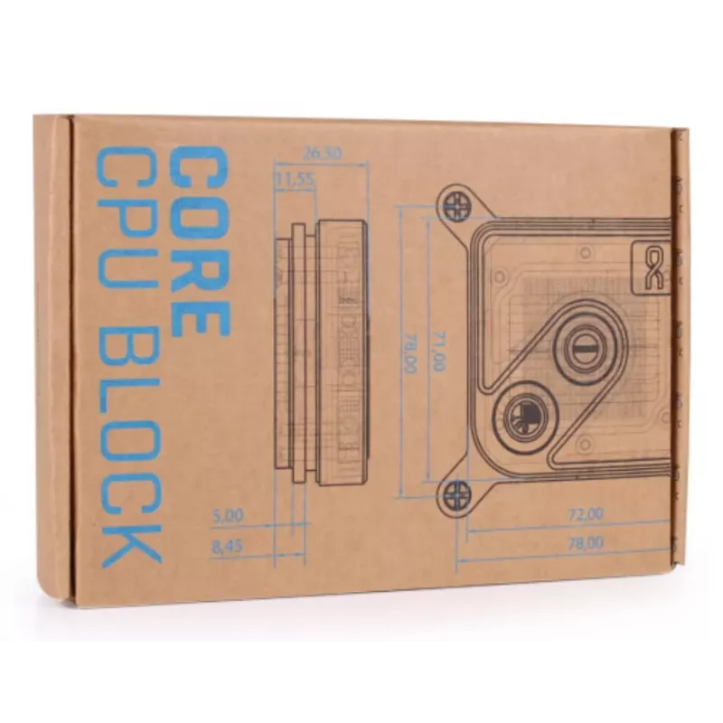 Waterblok Alphacool Core 1 Aurora Carbon messing koper nikkel zwart 72mm