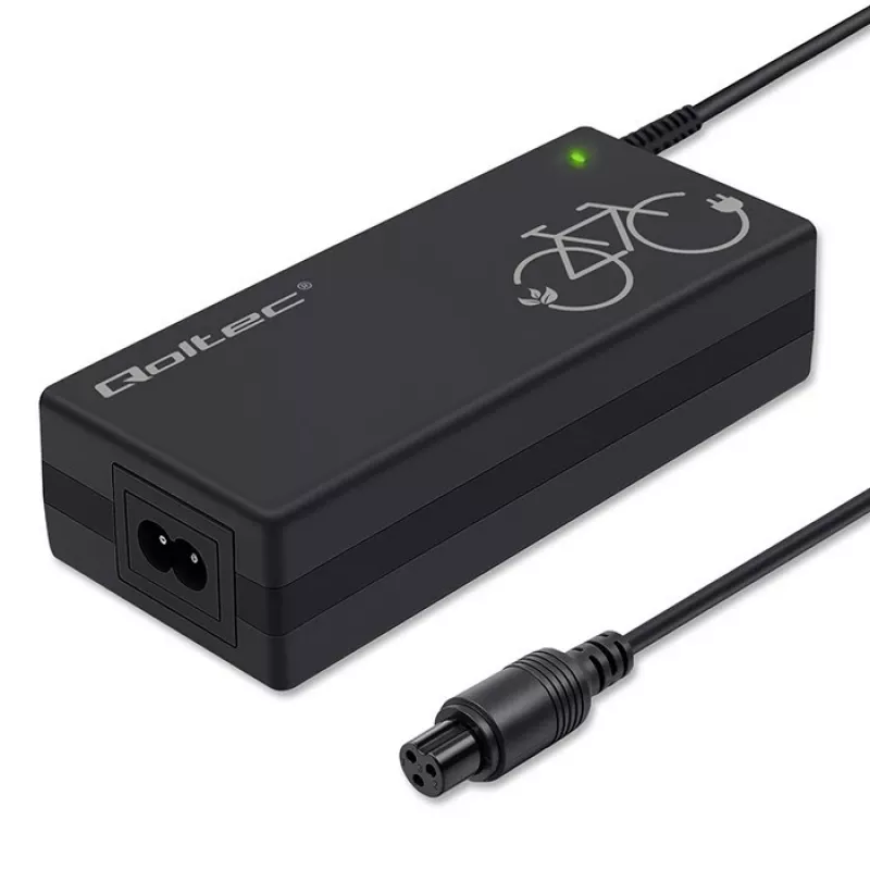 E-bike-oplader QOLTEC 36V–42V 2A met GX12 3-pins stekker