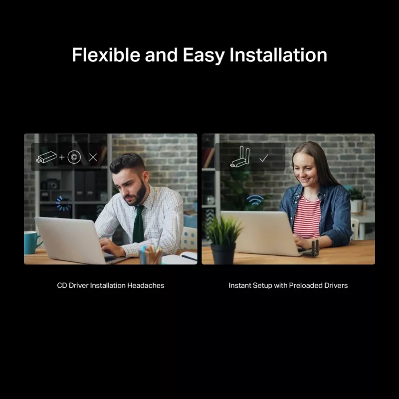 Draadloze USB-adapter MERCUSYS MA37BEH — High-Gain Wi-Fi 7 (BE6500) USB-C/USB-A-compatibiliteit