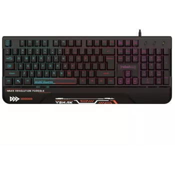 Rebeltec SHARK gamingtoetsenbord op ware grootte, RGB, ingebouwde polssteun, waterdicht