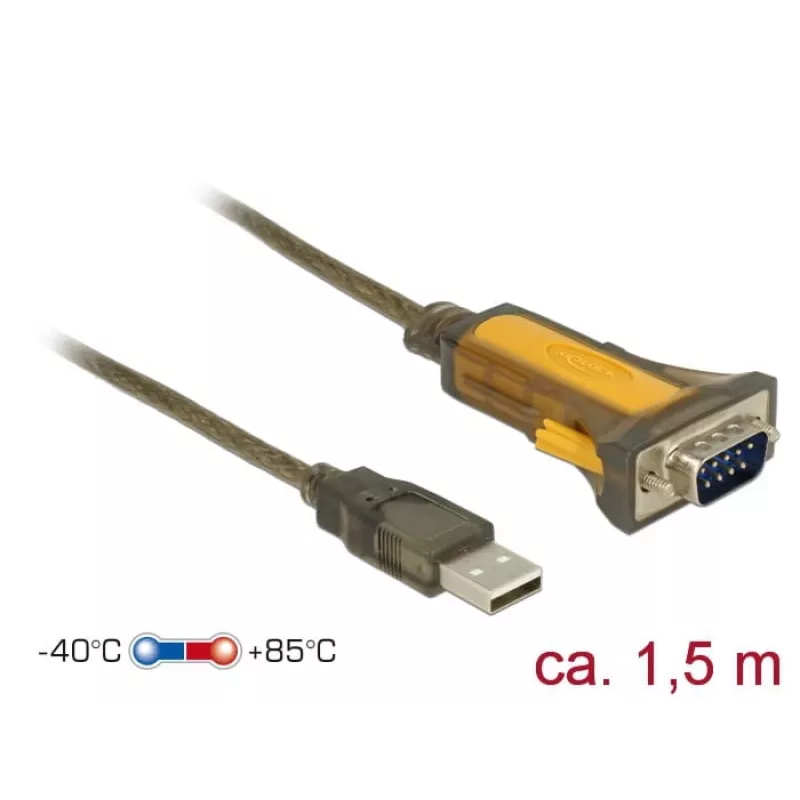 Seriële kabel DeLOCK 65840 USB Type-A DB-9 1,5 m zwart geel