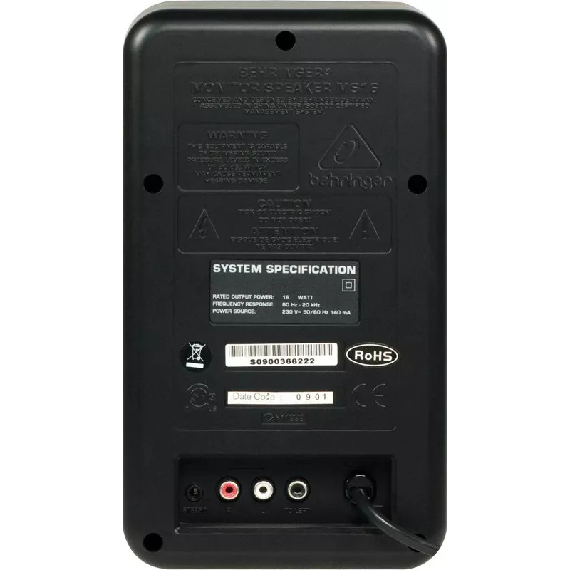 Behringer MS16 luidspreker 2-weg zwart bedraad 16 W