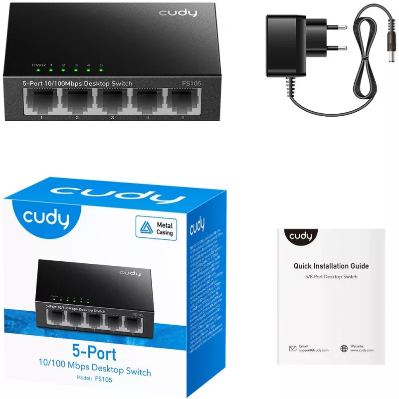 Unmanaged switch Cudy FS105 5 poorten Fast Ethernet 10/100 zwart