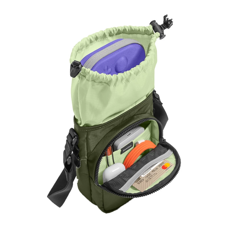 Tomtoc GameOn-G50 Switch 2 JoyCarry Sling-tas groen – draagtas voor Nintendo Switch OLED en Switch 2