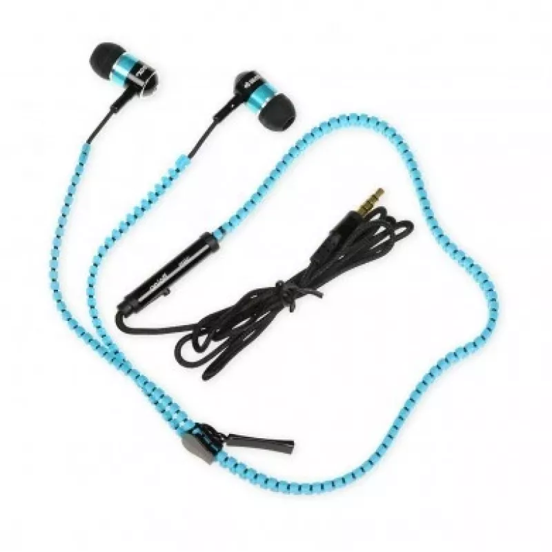 In-ear-koptelefoon met ritssluitingontwerp en microfoon