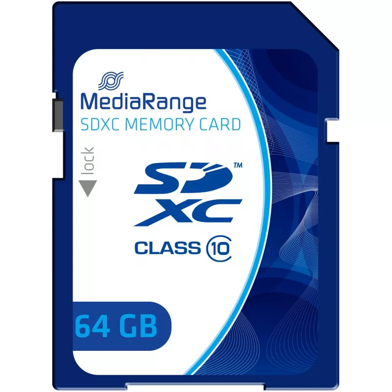 MediaRange - flashgeheugenkaart - 64GB - Class 10 - SDXC - blauw (MR965)