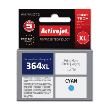 Compatibele inktcartridge ActiveJet AH-364CCX cyaan, hoge (XL) capaciteit, 12 ml, op kleurstofbasis, vervanging voor HP 364XL CB323EE