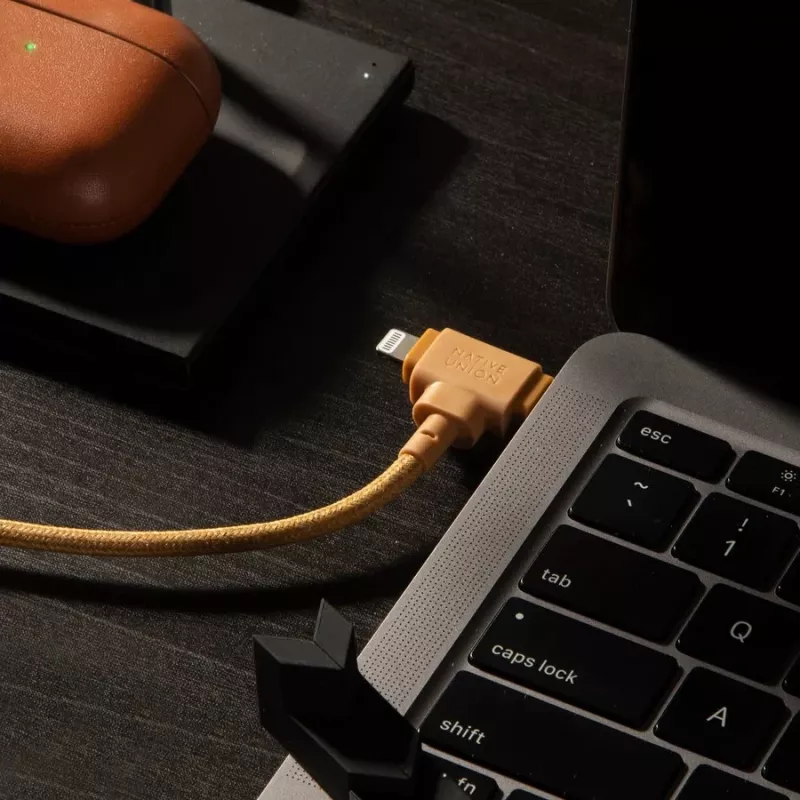 Oplaad- en datakabel native union Belt kabel Duo Pro USB-C naar USB-C en Lightning zwart