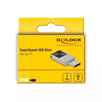 USB-flashstation DeLOCK 64 GB USB-C 3.2 Gen 1 mini metalen behuizing