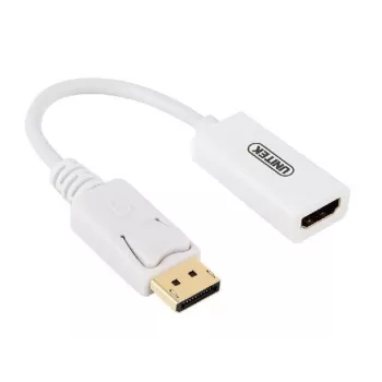 UNITEK goudgecoate DisplayPort DP naar HDMI 4K UHD HDTV male naar female converteradapter met audio - Y-6332 wit