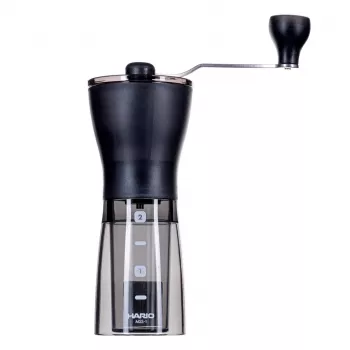 Koffiemolen HARIO MSS-1DTB — elektrische molen, zwart, fijn malen, geïntegreerde dispenser