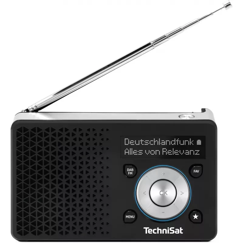 TechniSat DigitRadio 1 A 0100/4997 digitale radio, DAB+/FM, RDS, 40 zendergeheugens, ASA-waarschuwingsfunctie, zwart/zilver