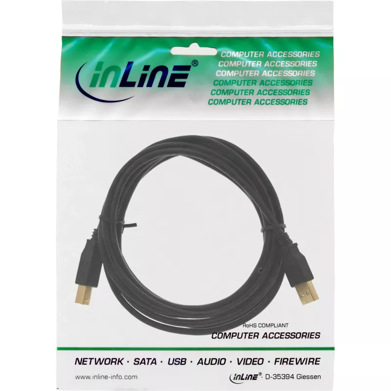 Microconnect USBAB5G USB-kabel USB 2.0 5 m USB A USB B zwart
