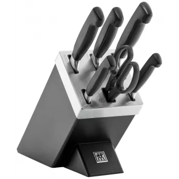 Mes-/messenblokset ZWILLING 35145-007-0 – 7-delig met koksmes, schilmes, broodmes, keukenschaar, zwart blok