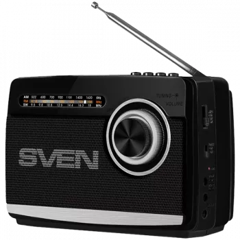 Luidspreker SVEN SRP-535, zwart (3W, FM/AM/SW, USB, microSD, zaklamp, accu)