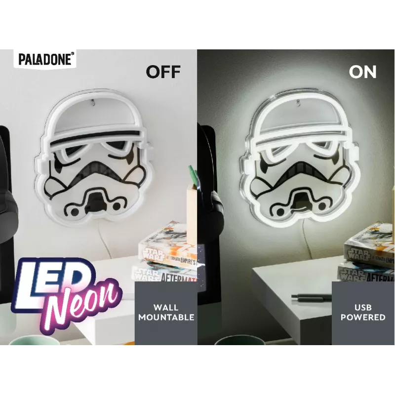 Wandmontierbare LED-neonlamp Paladone Stormtrooper model PP14595SWVN, decoratieve Star Wars-verlichting