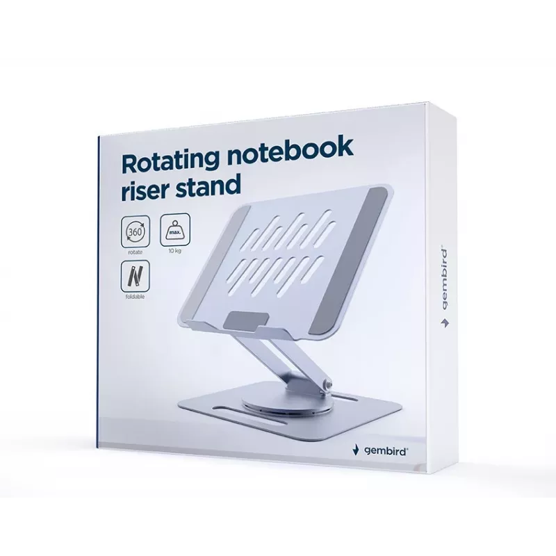 Laptop-riser-standaard GEMBIRD NBS-DR1-01 – draaibare basis, in hoogte verstelbaar, Space Grey