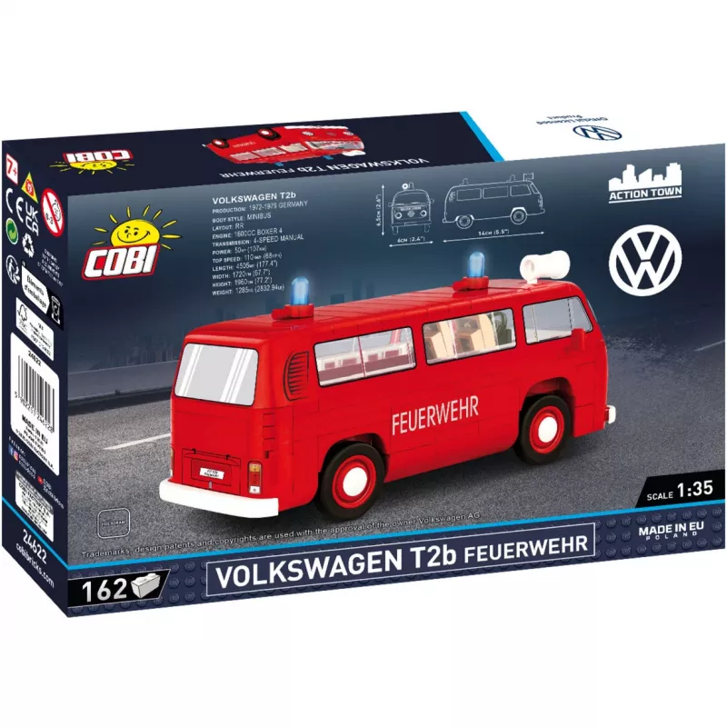 Constructiespeelgoed Cobi Volkswagen T2b brandweer schaal 1:35, rood