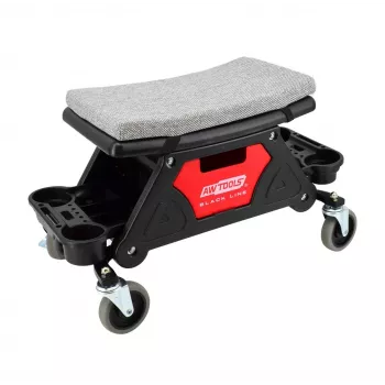 Werkplaatskruk AWTools 1005563 met opbergruimte en vakken, mobiele kruk met opbergvak onder de zitting