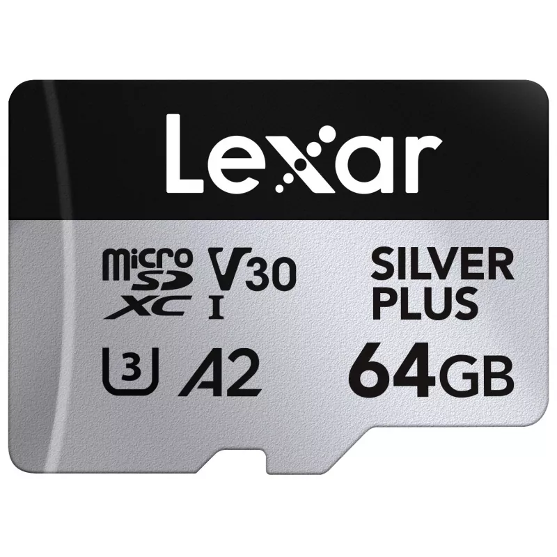 MicroSD-kaart Lexar 64 GB UHS-I klasse 3 SILVER PLUS