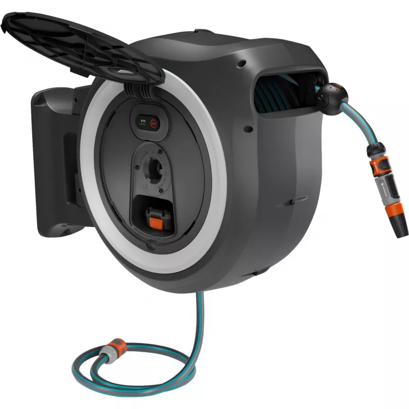 Gardena 18642-20 PowerRoll XL 18V P4A accu-wandslangbox, set, 35 m, grijs/wit