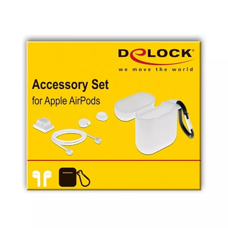 Hoesje DeLOCK Apple AirPods accessoireset wit