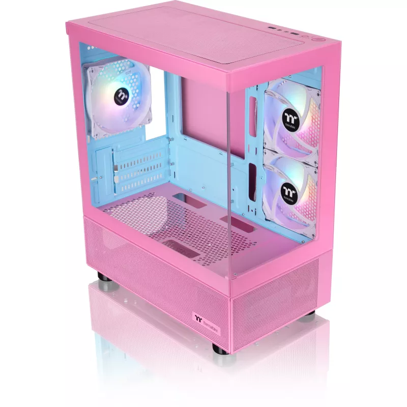 View 170 TG ARGB, towerbehuizing roze, Tempered Glass x 2