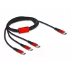 USB-oplaadkabel DeLOCK 3 in 1 USB Type-C naar 3 x USB Type-C 1 m zwart/rood