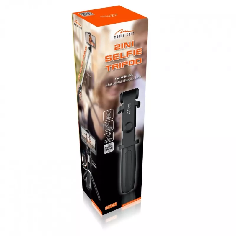 Statief MEDIA-TECH MT5542 selfiestatief 2in1 in hoogte verstelbaar licht