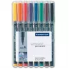 Permanentmarker Staedtler 317 WP8 zwart blauw bruin groen oranje rood violet geel 8 stuks